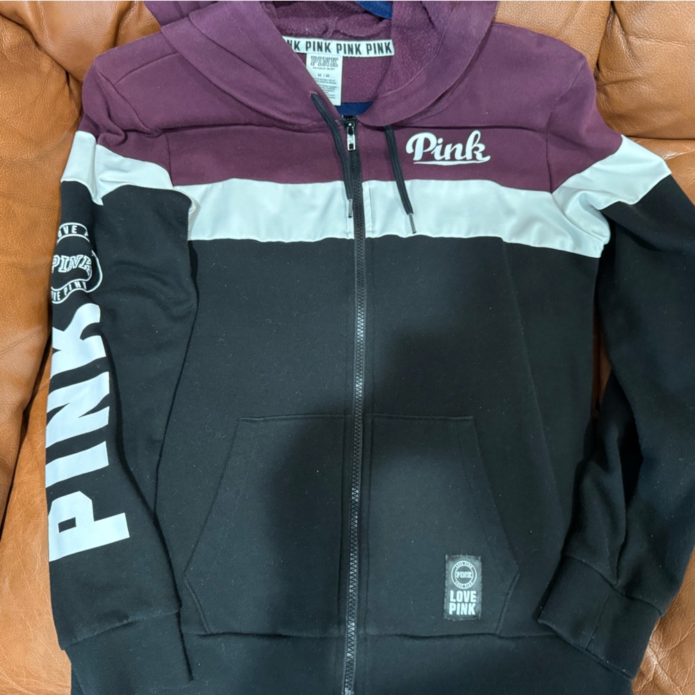 Victoria's Secret Pink Maroon Zip-Up Hoodie